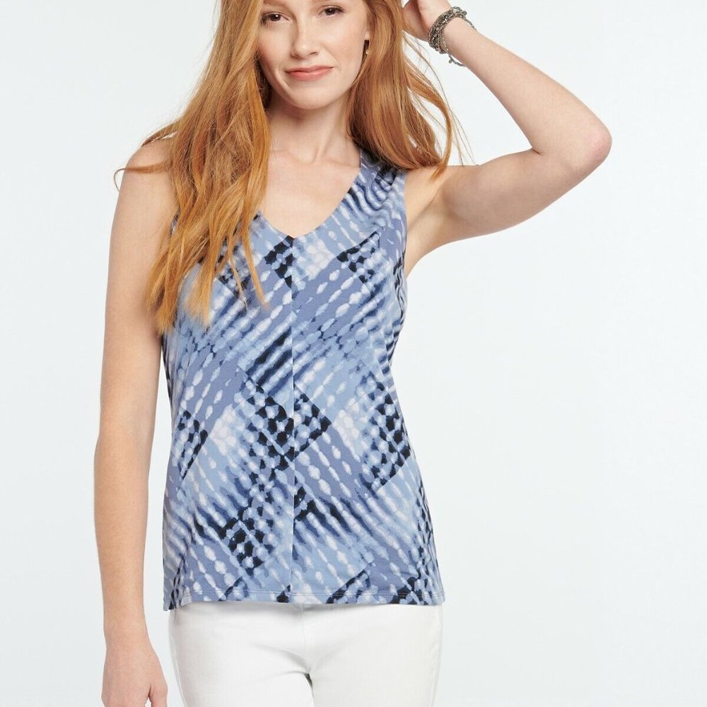 Nic + Zoe Nic and Zoe Plus $128 Blue Cross Over Tank Sz 1X NWT!